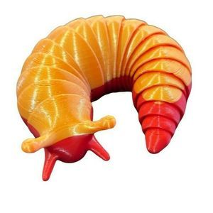 3D Printed Articulated Fidget Slug Orange and Red Toy Desk Accessory